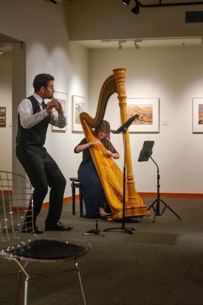 Live harp performance at Cascadia Art Museum