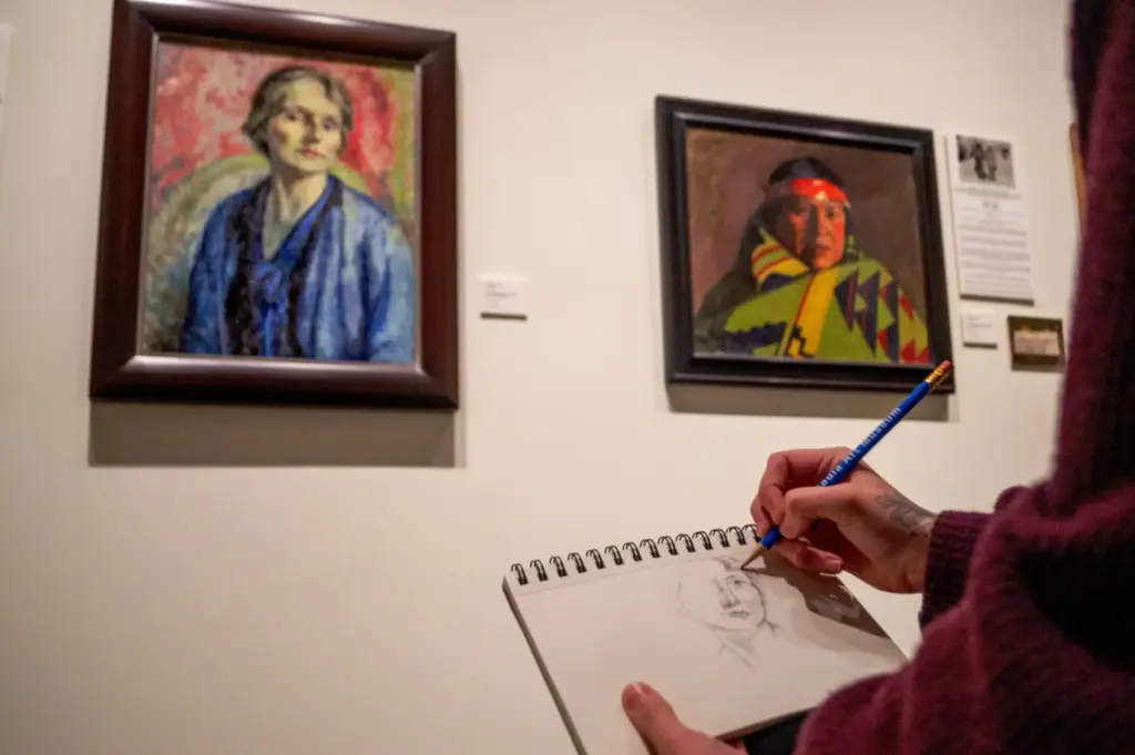 Portrait artwork displayed at Cascadia Art Museum